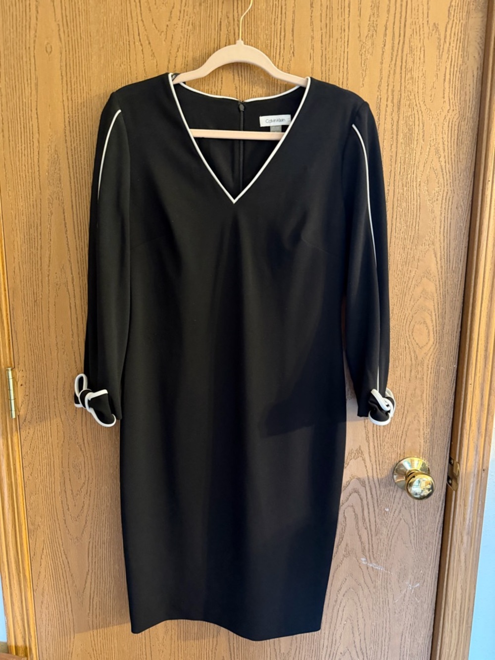 Calvin Klein Black Dress with White Piping